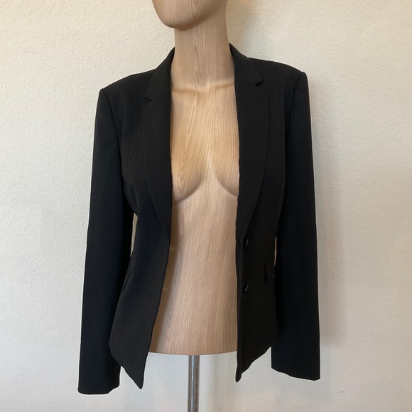 Hugo Boss RARE Jaru Italian Stretch Wool Blazer Black Tailored Tapered EUC US 6 - Picture 5 of 16